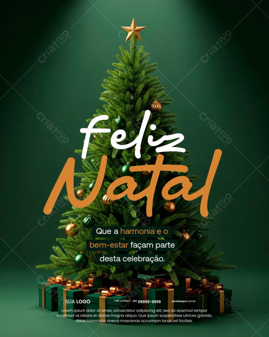 Flyer Natalino com Mensagem Feliz Natal PSD Editável