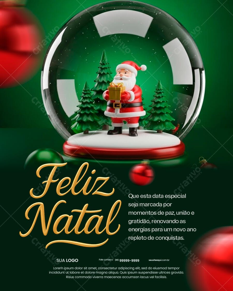 Flyer Feliz Natal com Papai Noel PSD Editável