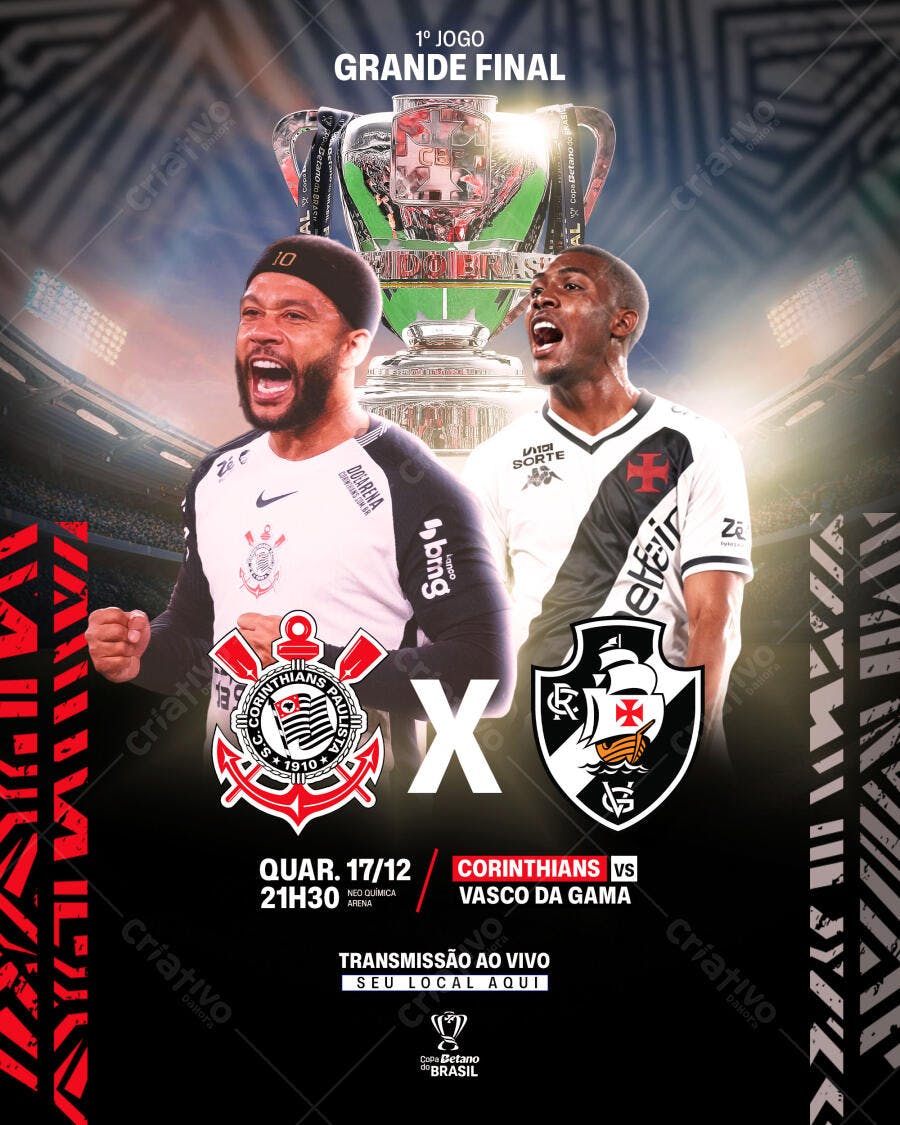 Flyer Grande Final Corinthians vs Vasco PSD Editável