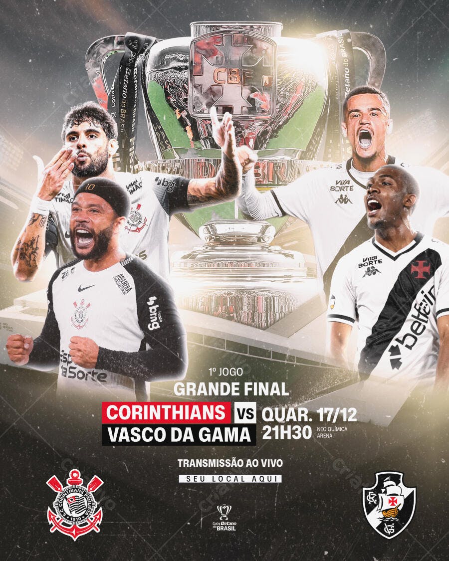 Flyer Futebol Grande Final Corinthians Vasco PSD Editável