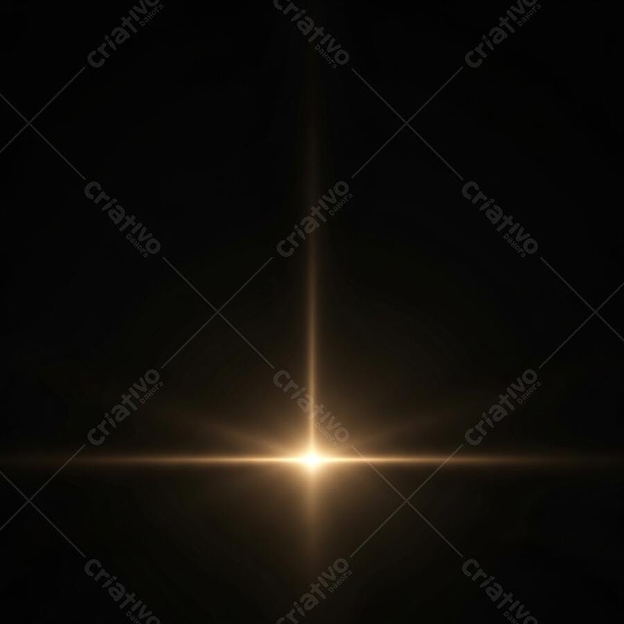 Efeito de luz dourada em formato de cruz sobre fundo preto