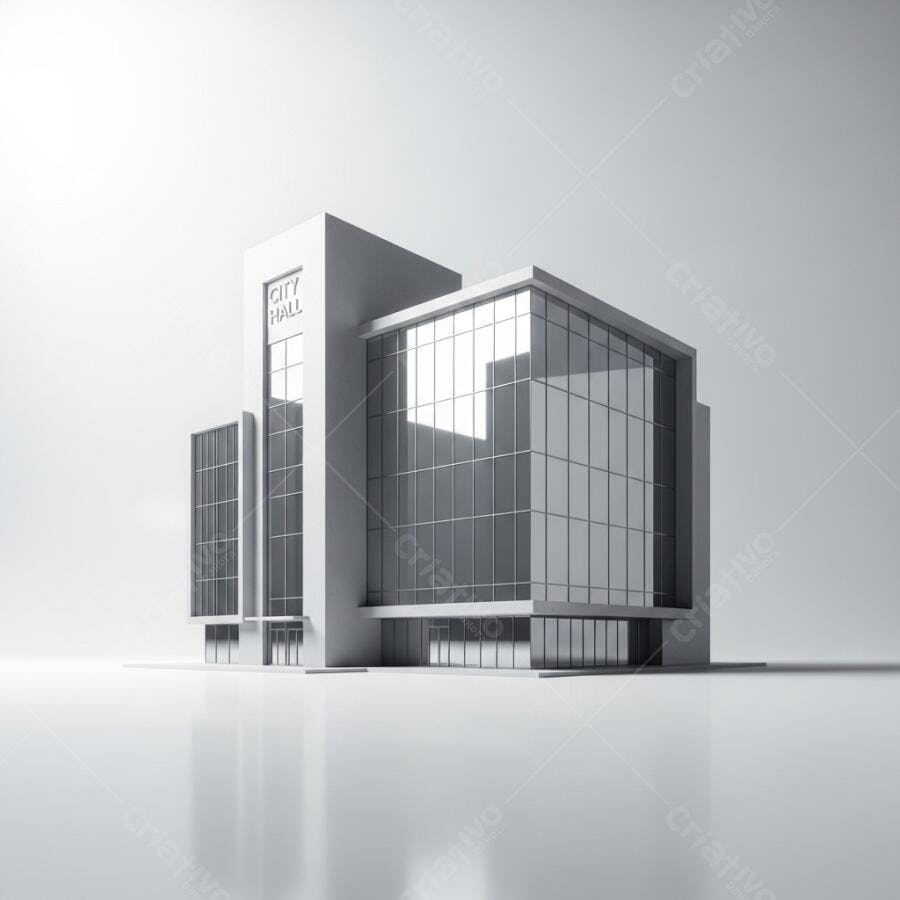 Edifício City Hall moderno branco e cinza renderização 3D