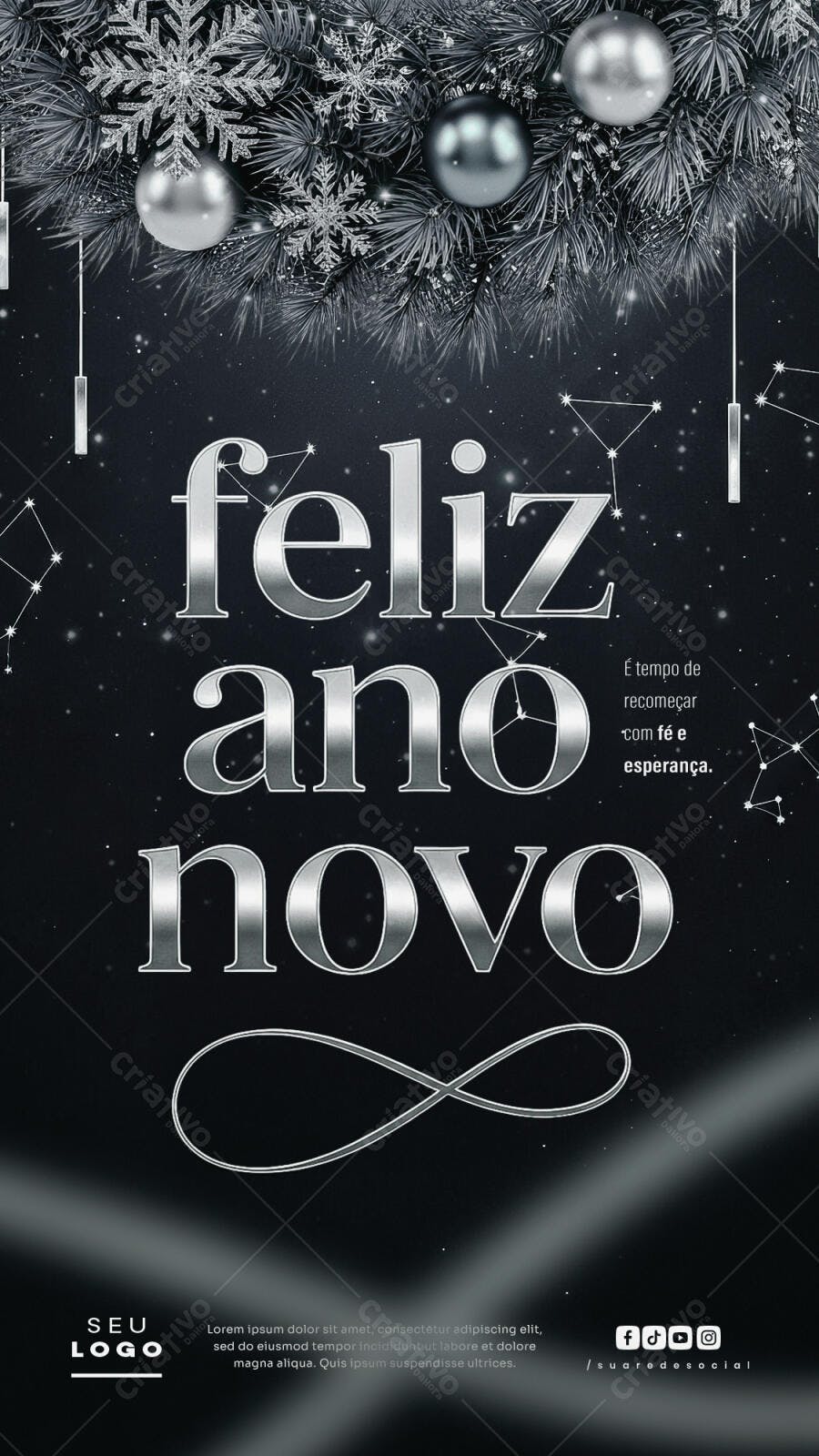 Post Redes Sociais para Feliz Ano Novo PSD Editável
