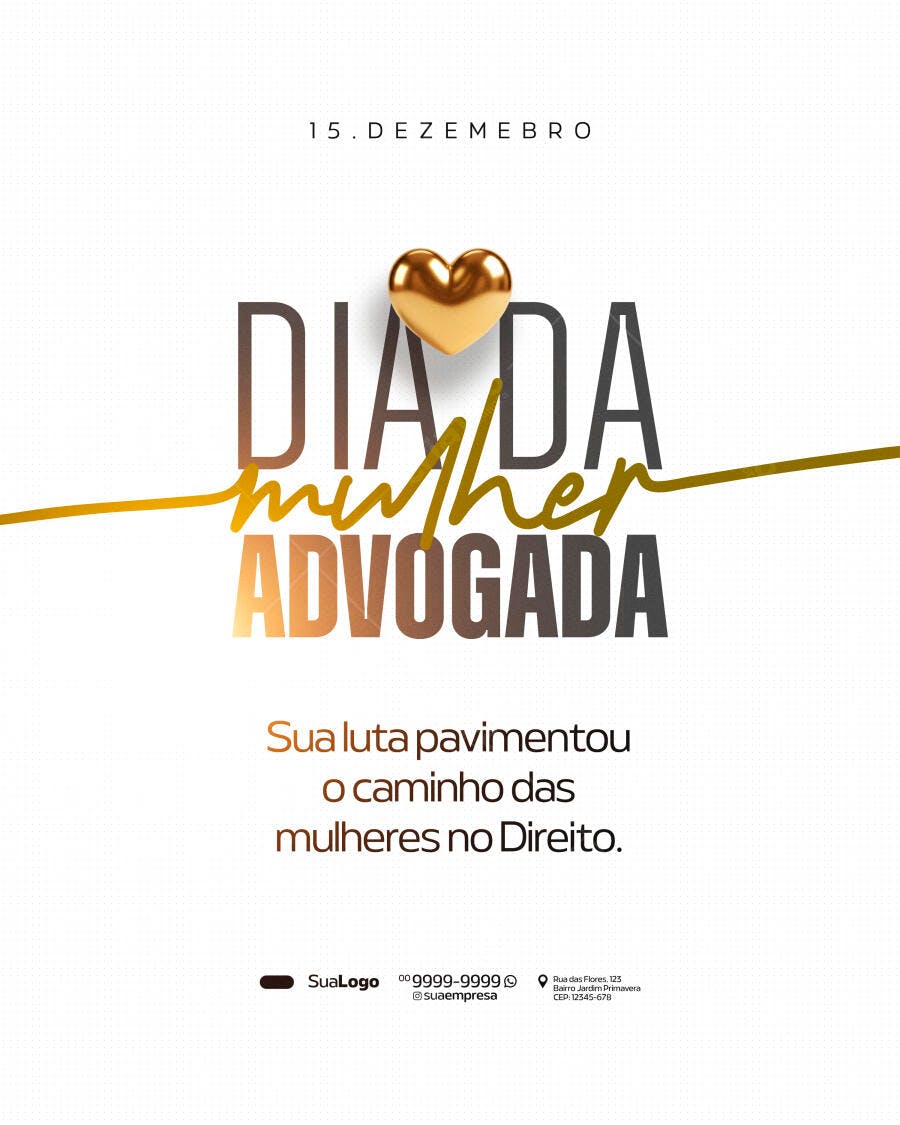 Flyer Dia da Mulher Advogada 15 de Dezembro PSD Editável