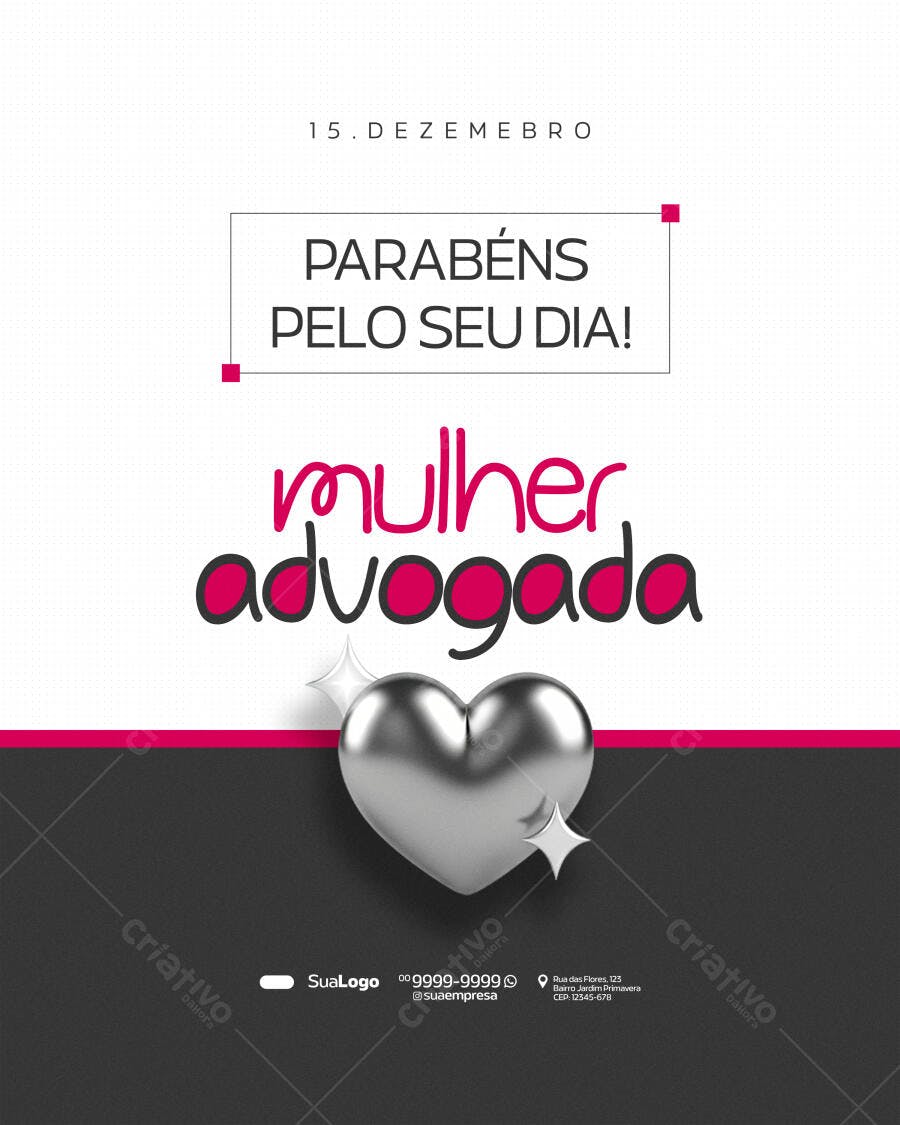 Post para Dia da Mulher Advogada PSD Editável