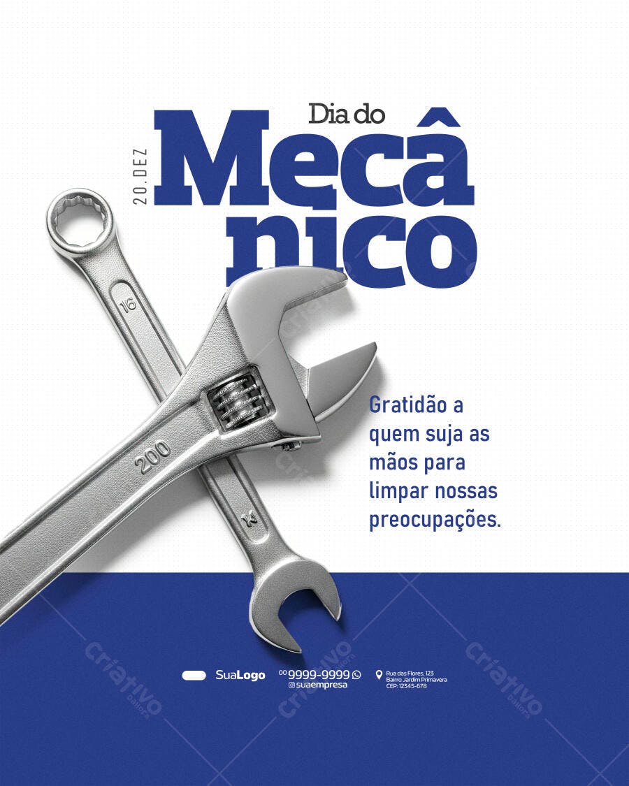 Flyer Dia do Mecânico 20 de Dezembro Chaves PSD Editável