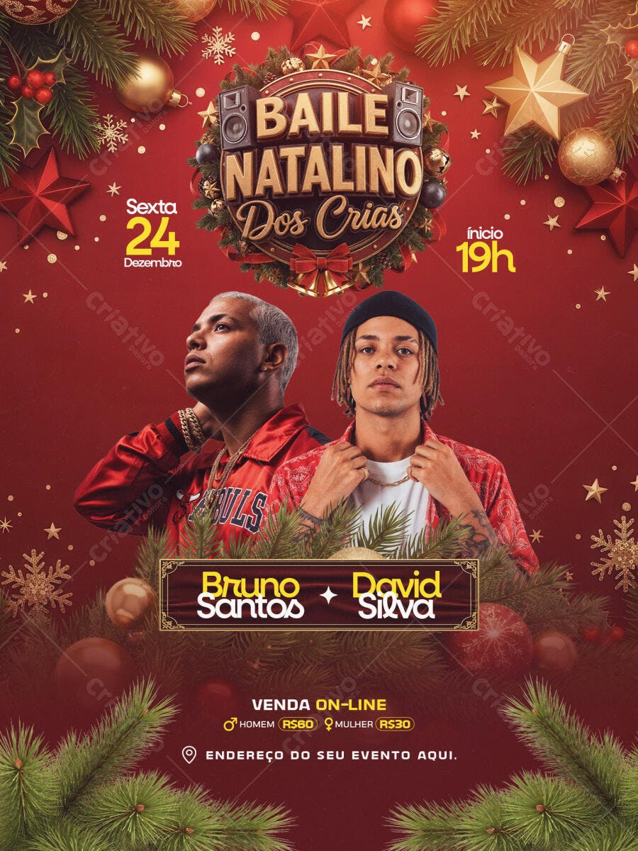 Flyer de Festa Baile Natalino Dos Crias PSD Editável