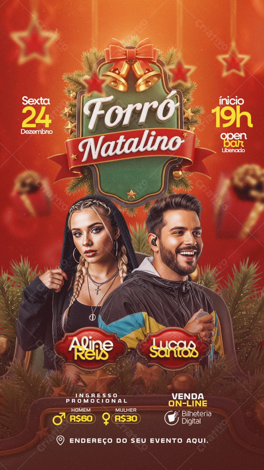 Flyer Forró Natalino 24 Dezembro com Artistas PSD Editável