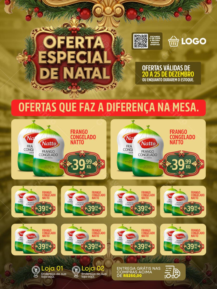 Flyer Oferta Especial de Natal Frango Congelado PSD Editável