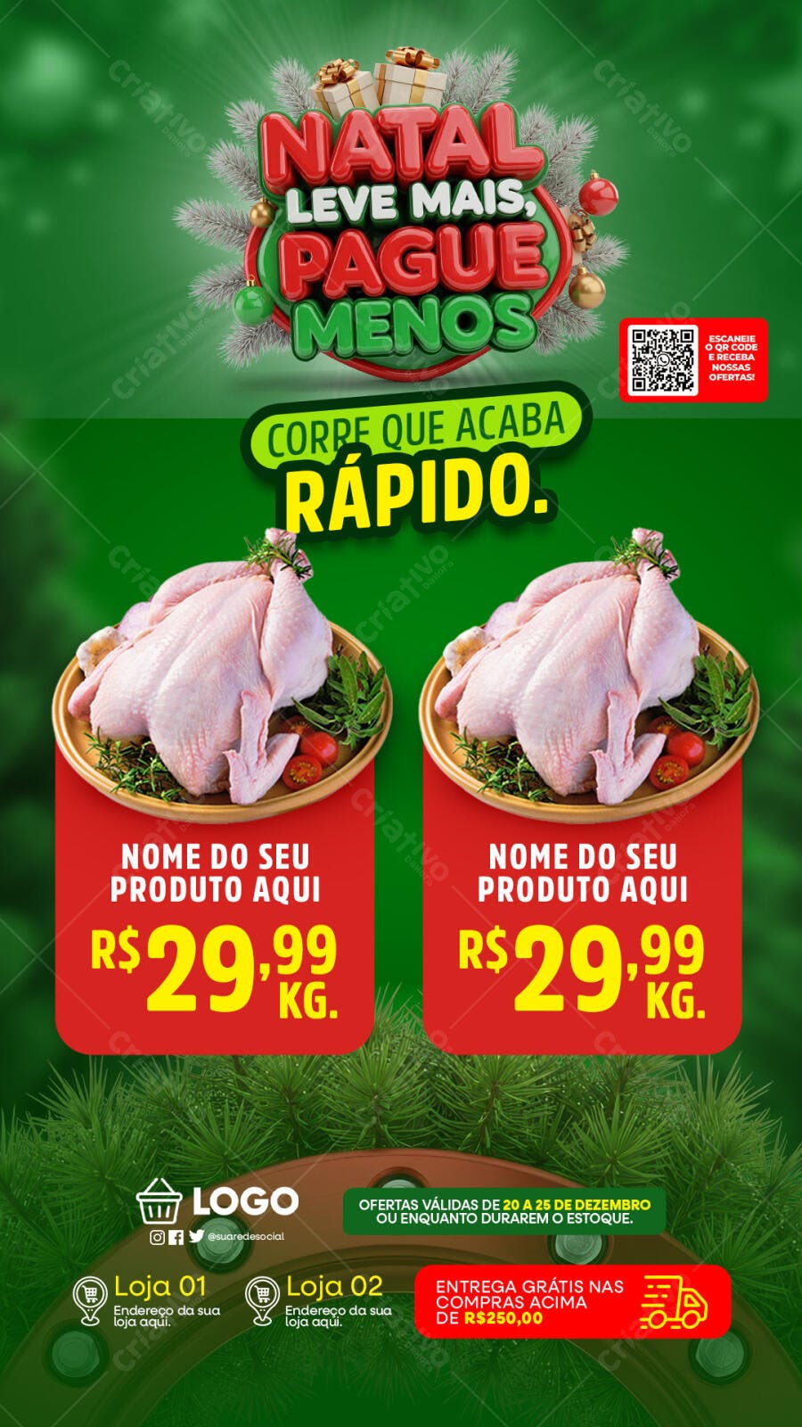 Post de Natal Leve Mais Pague Menos Frango Promoção Especial PSD Editável