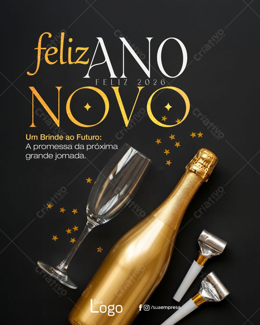 Flyer Feliz Ano Novo 2026 PSD Editável