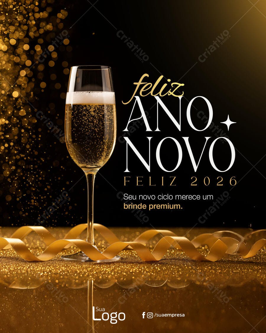 Post para Ano Novo 2026 PSD Editável