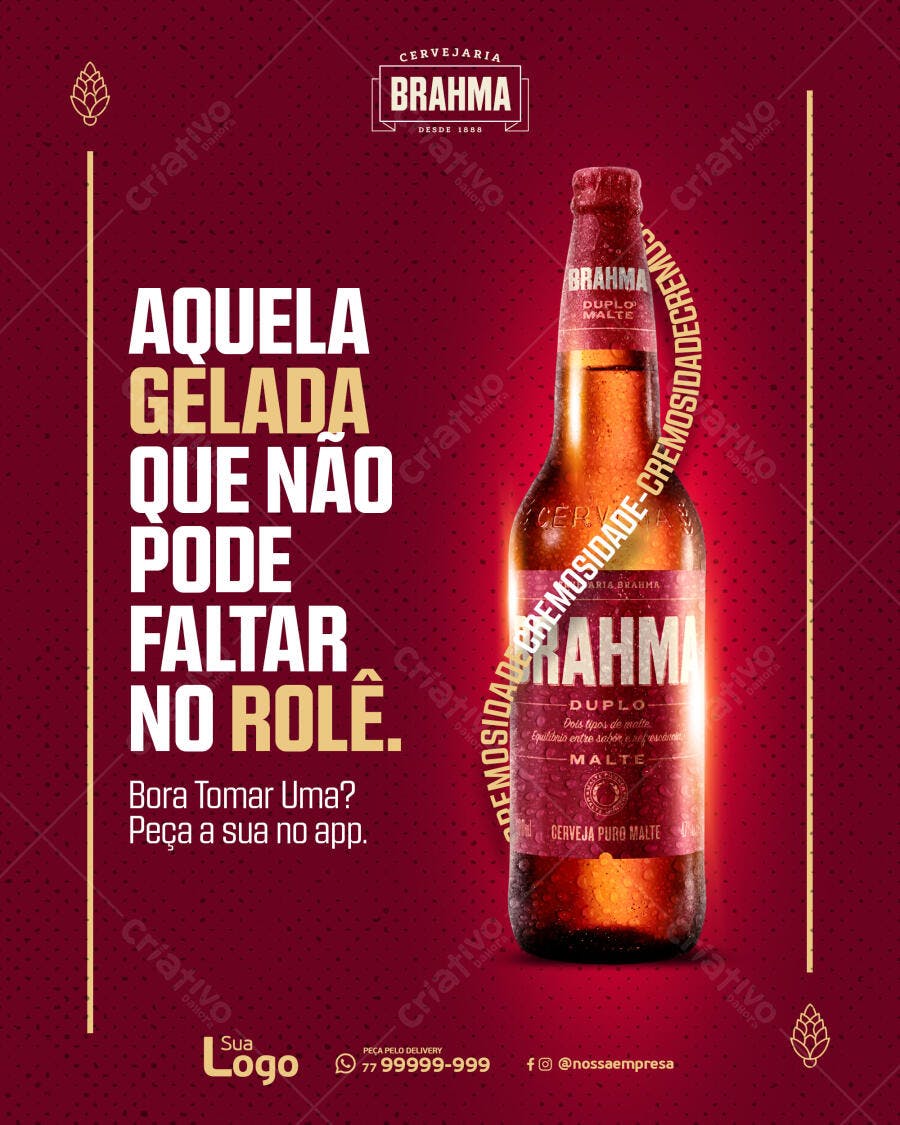 Flyer Cerveja Gelada para Rolê Promoção Delivery PSD Editável