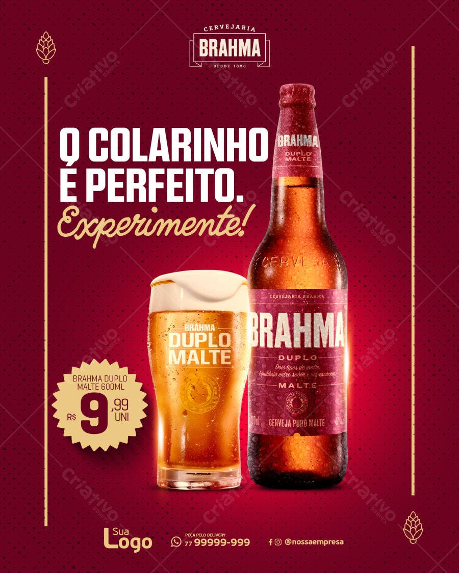 Flyer Promoção Cerveja Brahma Duplo Malte 9,99 PSD Editável