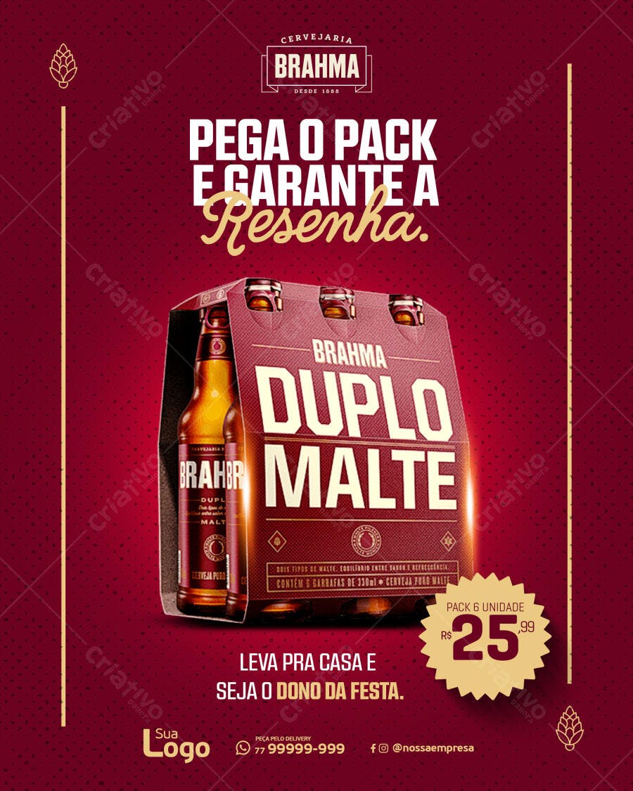 Flyer para Promoção Brahma Duplo Malte Resenha PSD Editável