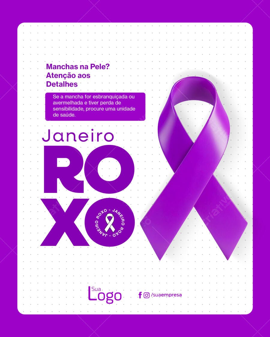 Flyer Janeiro Roxo Conscientização Hanseníase PSD Editável