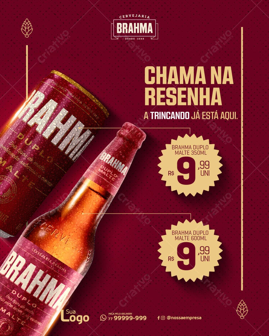 Flyer Digital Chama na Resenha Brahma Duplo Malte PSD Editável