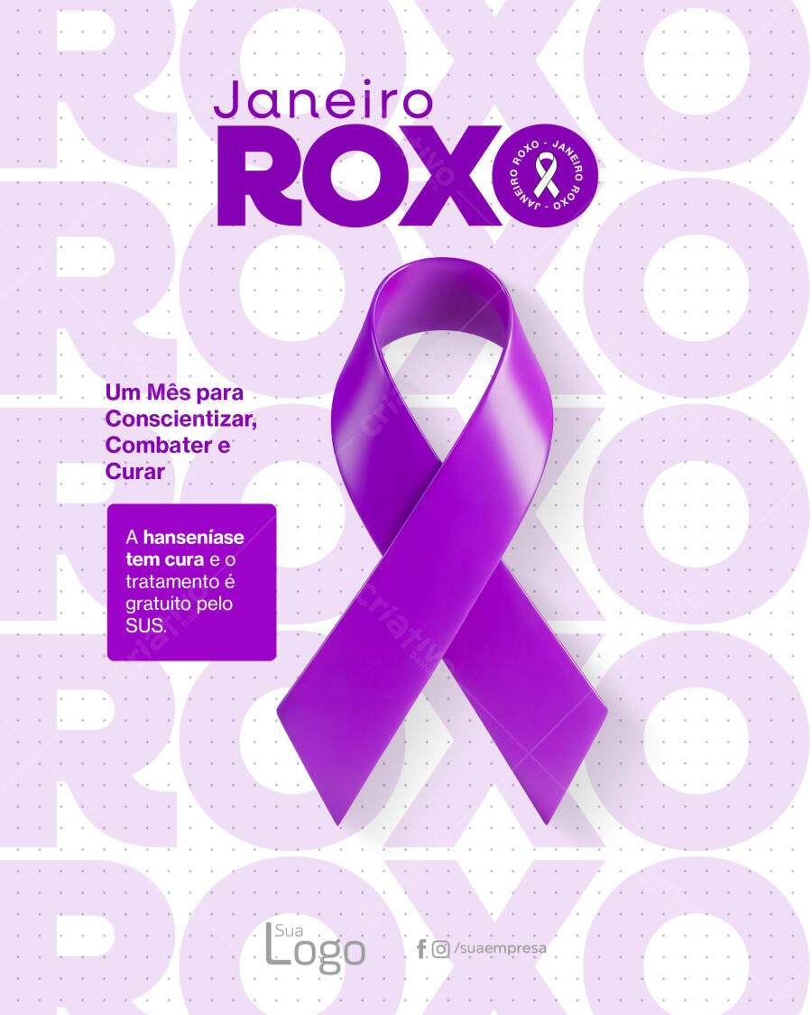 Flyer Social Janeiro Roxo Hanseníase Conscientização Psd Editável
