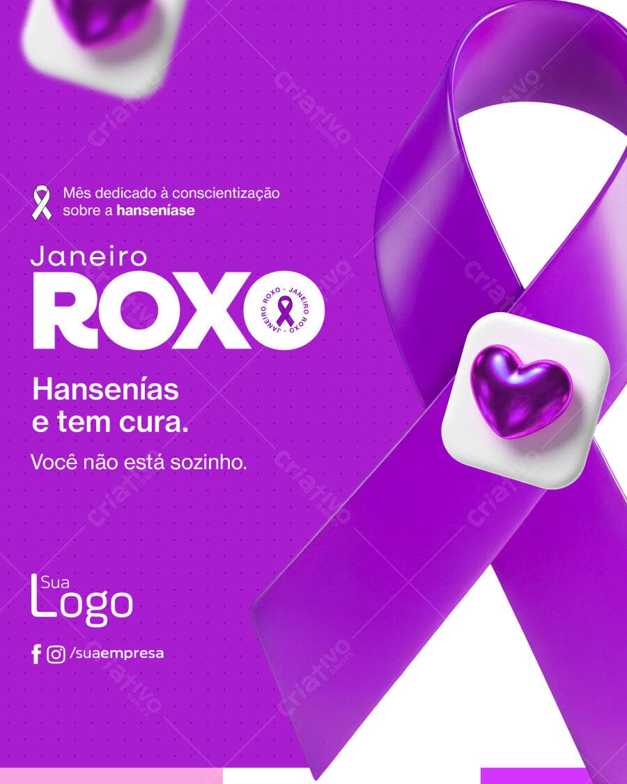 Flyer para Janeiro Roxo Conscientização Hanseníase PSD Editável