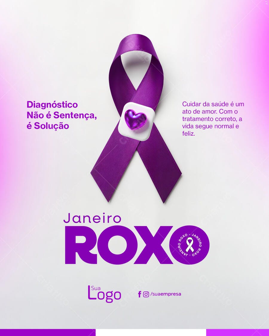 Post Redes Sociais Janeiro Roxo Diagnóstico e Solução PSD Editável