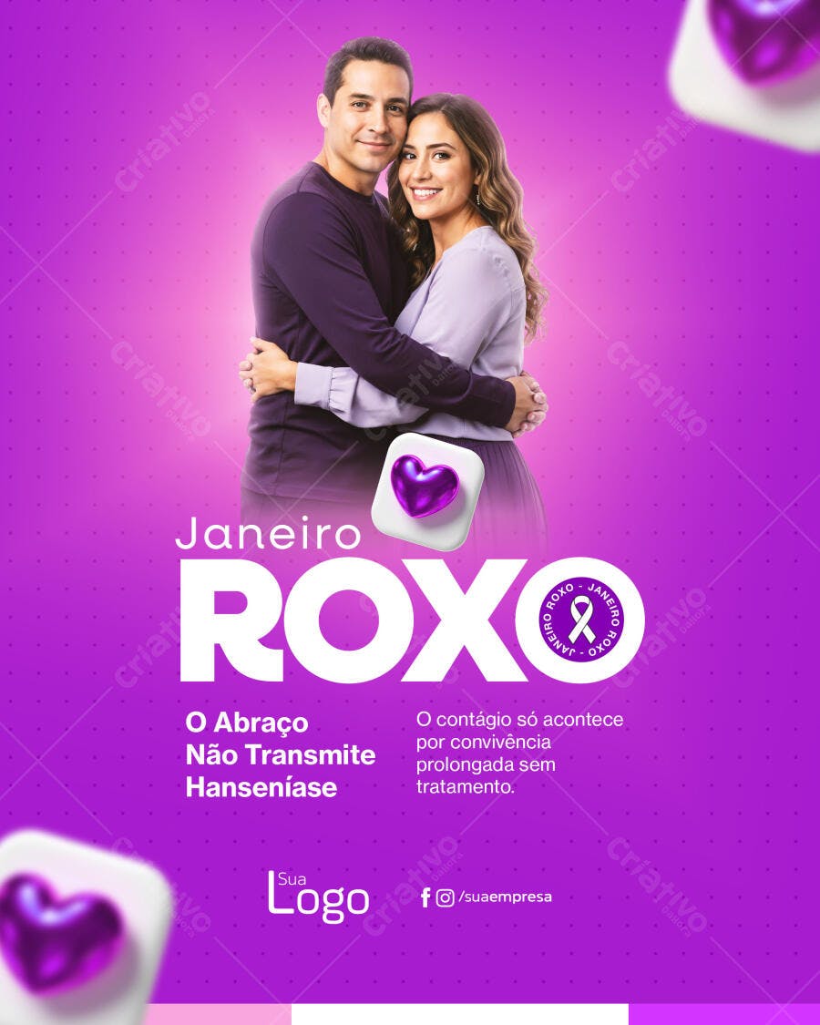 Flyer Janeiro Roxo Conscientização Hanseníase PSD Editável