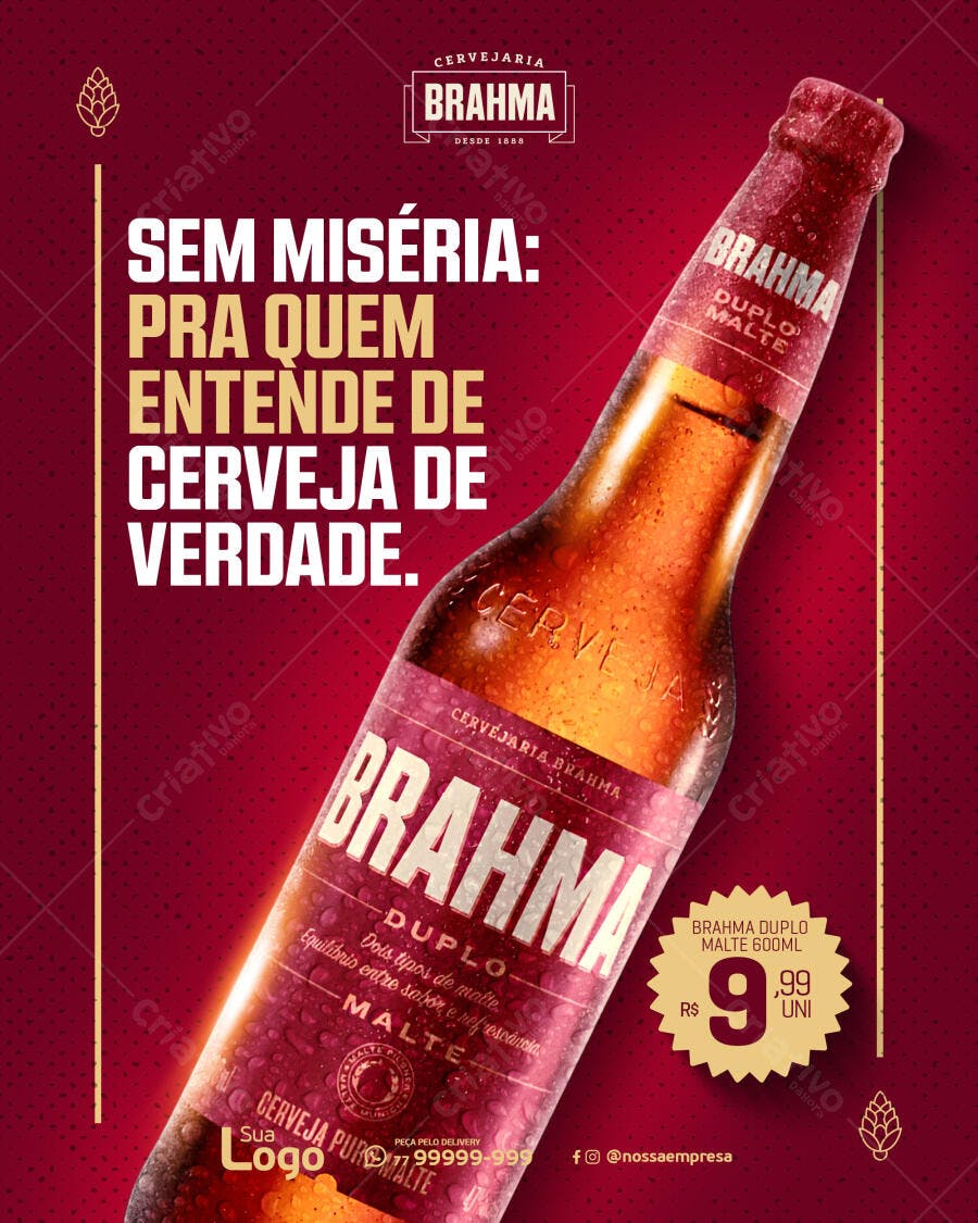 Flyer Promoção Cerveja Brahma Duplo Malte PSD Editável