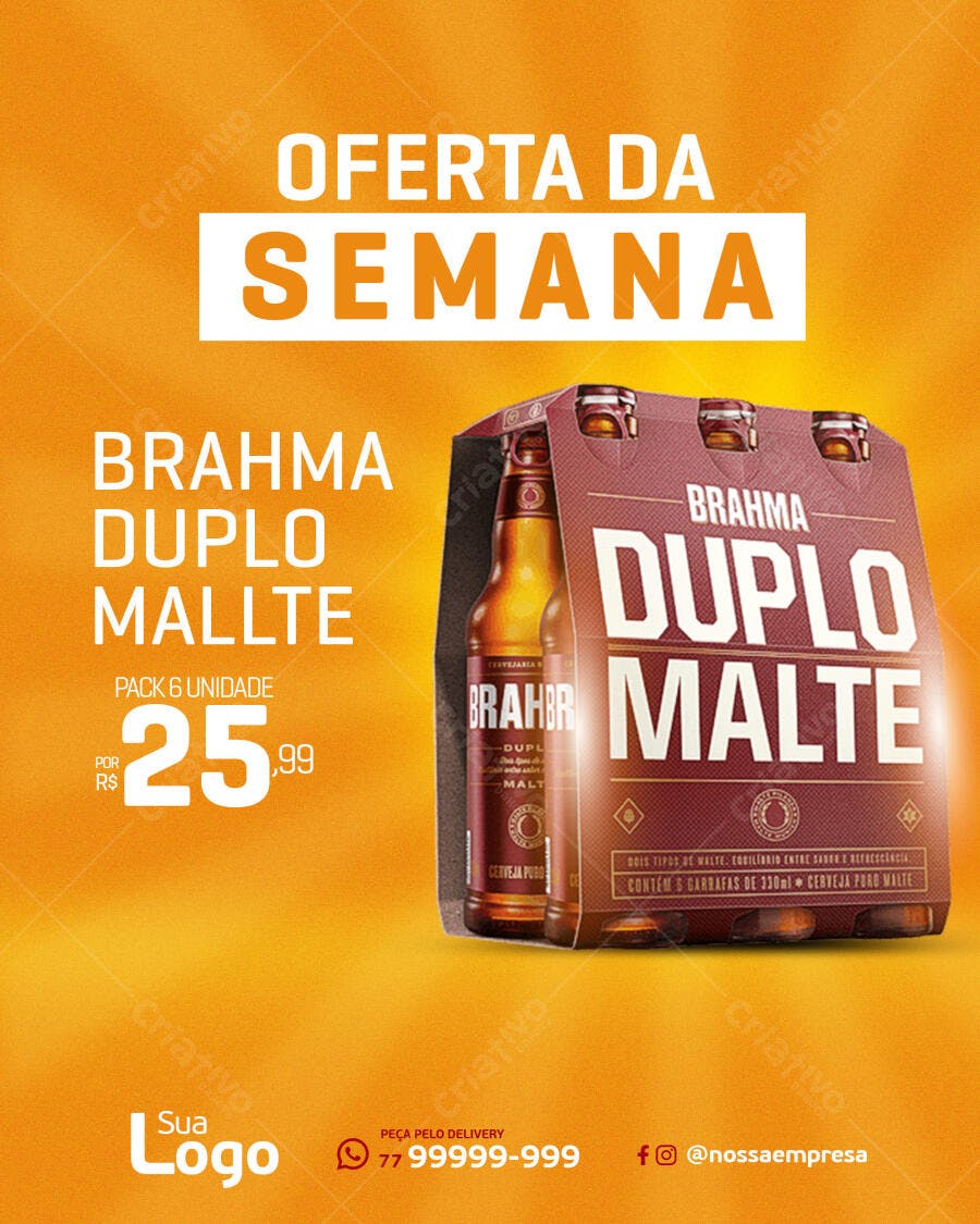 Flyer Oferta da Semana Cerveja Brahma Duplo Malte PSD Editável