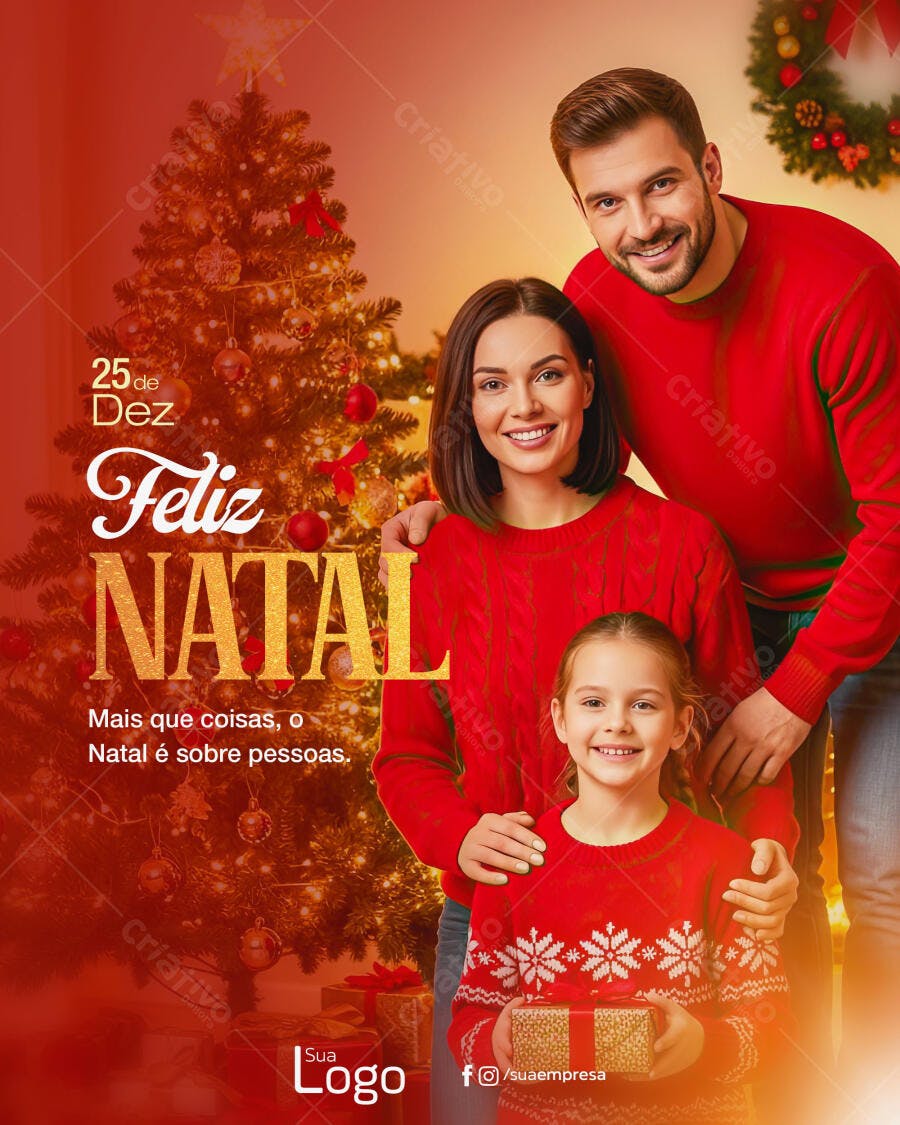 Flyer para Feliz Natal Família PSD Editável