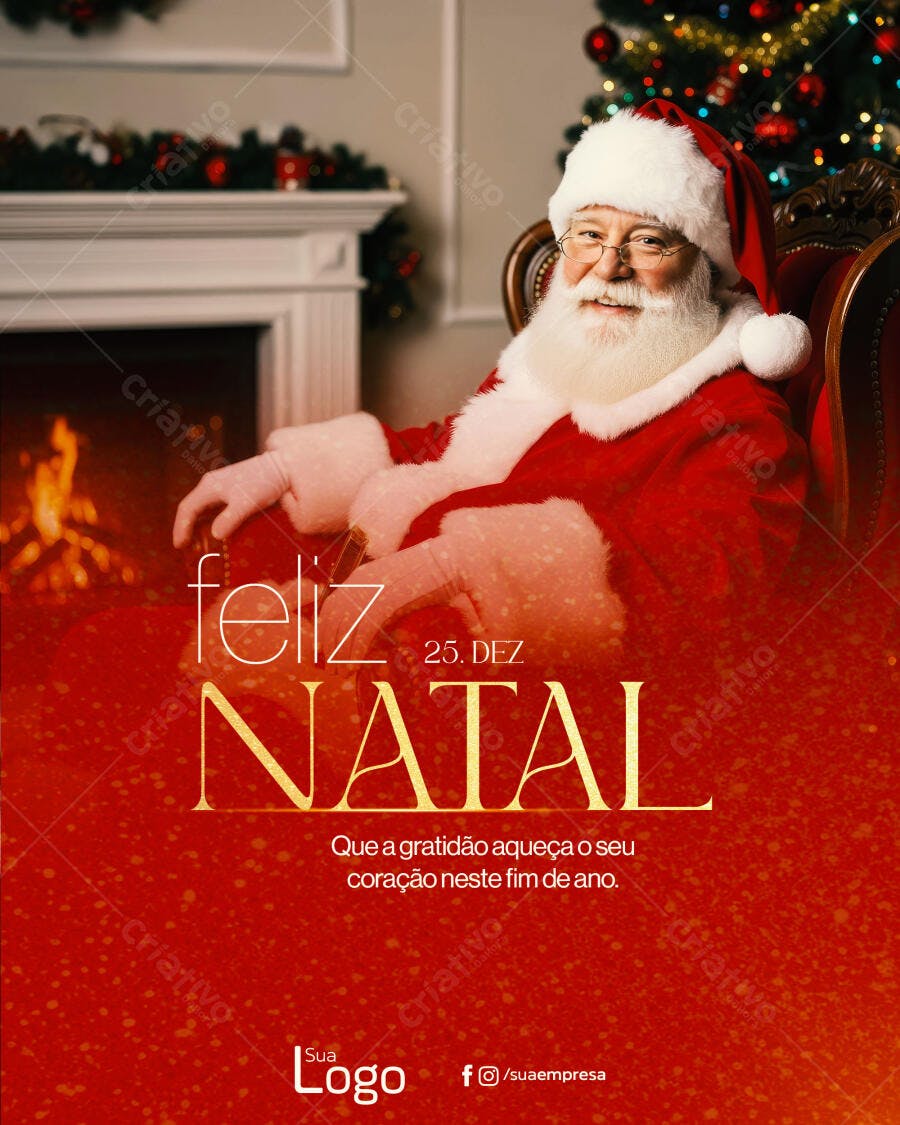 Post de Natal com Papai Noel PSD Editável