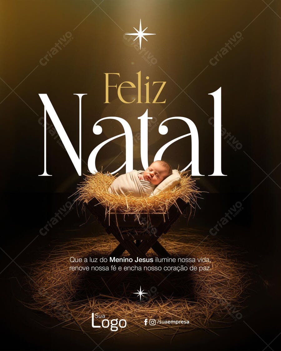 Flyer de Natal Menino Jesus Manjedoura PSD Editável