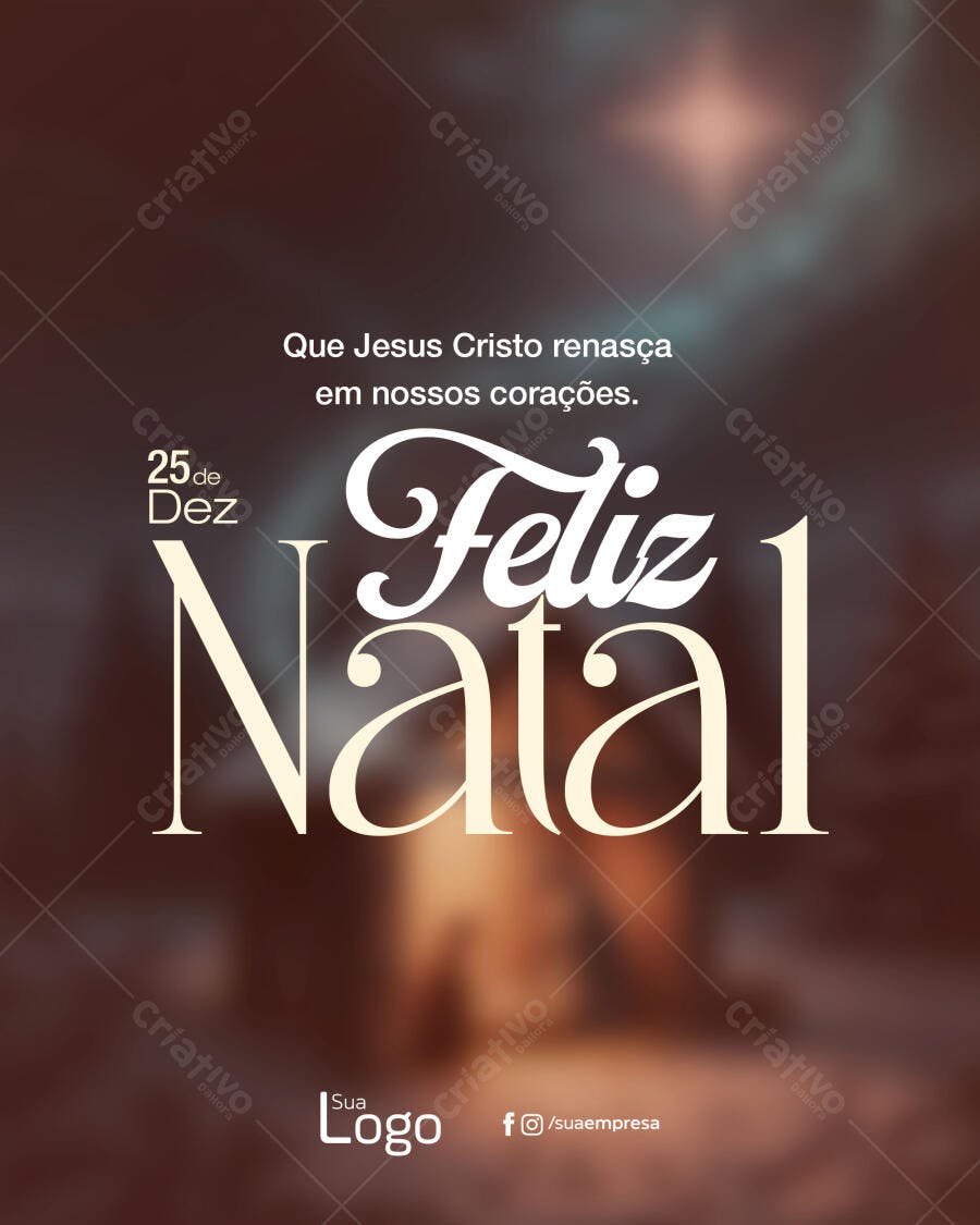Flyer Feliz Natal Mensagem Espiritual 25 de Dezembro PSD Editável