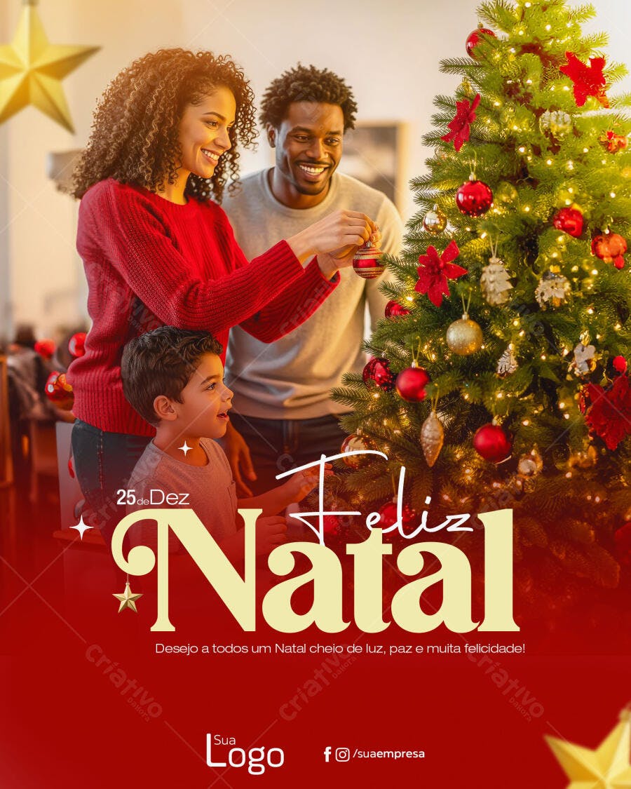Flyer de Natal Familiar com Texto Feliz Natal PSD Editável