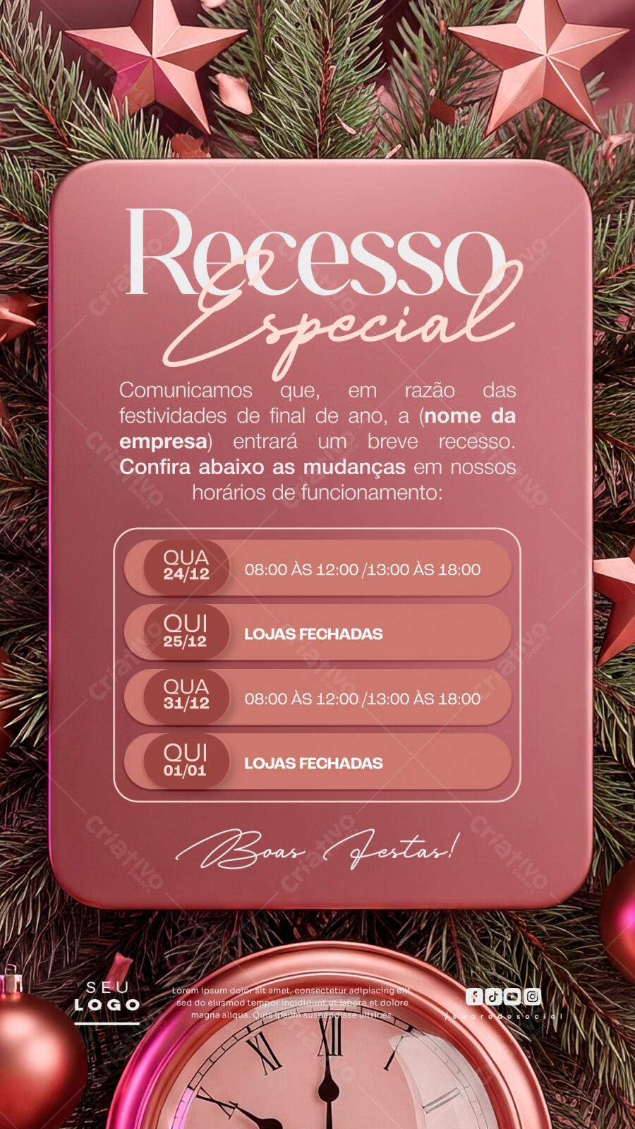 Flyer Recesso Especial de Final de Ano PSD Editável
