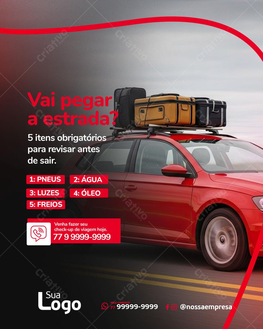 Flyer Check-up de Viagem e Segurança Automotiva PSD Editável