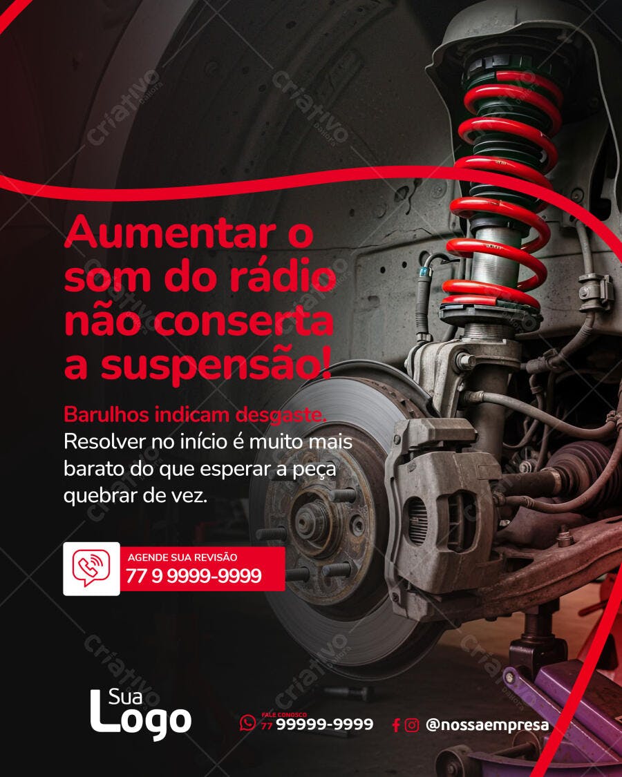 Flyer Manutenção Automotiva Suspensão Carro Mola Vermelha PSD Editável