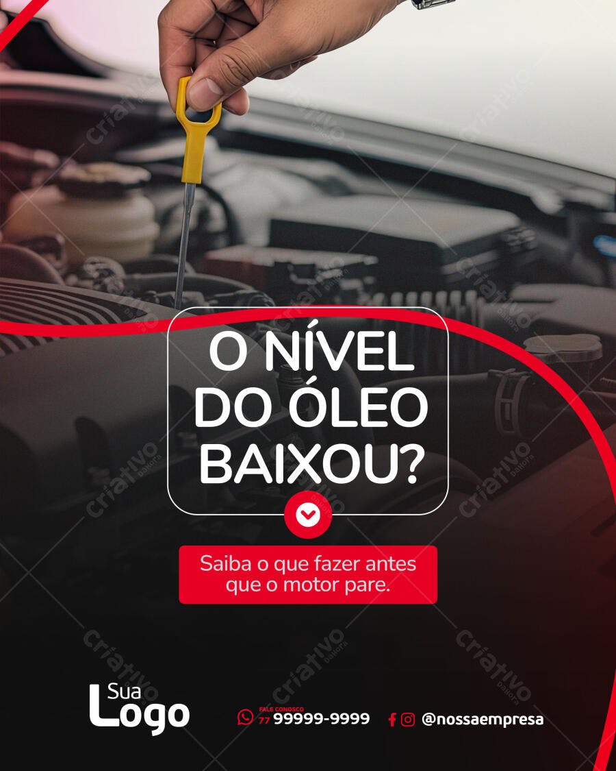 Post para Oficina Mecânica Verificação de Óleo PSD Editável