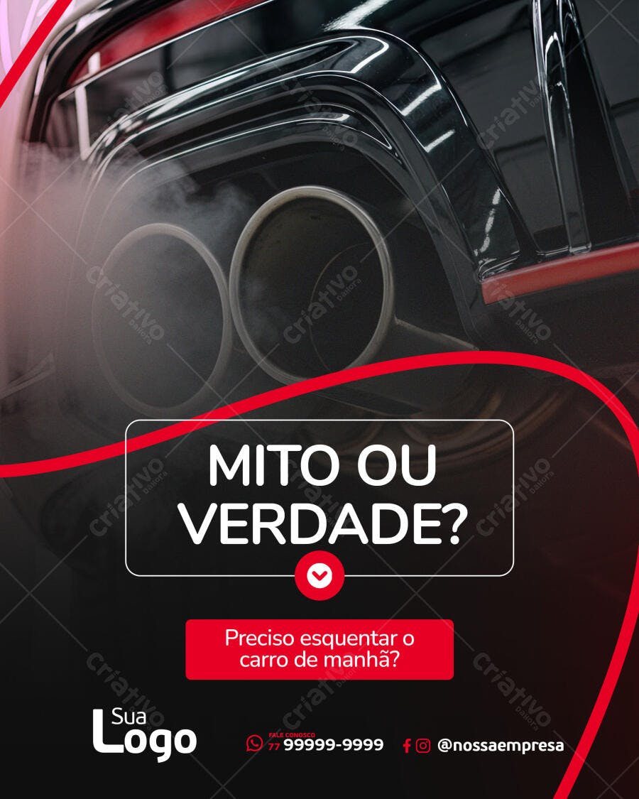 Flyer Automotivo para Mito ou Verdade Carro de Manhã PSD Editável