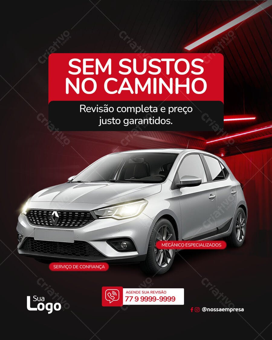 Post para Revisão Automotiva Sem Sustos PSD Editável