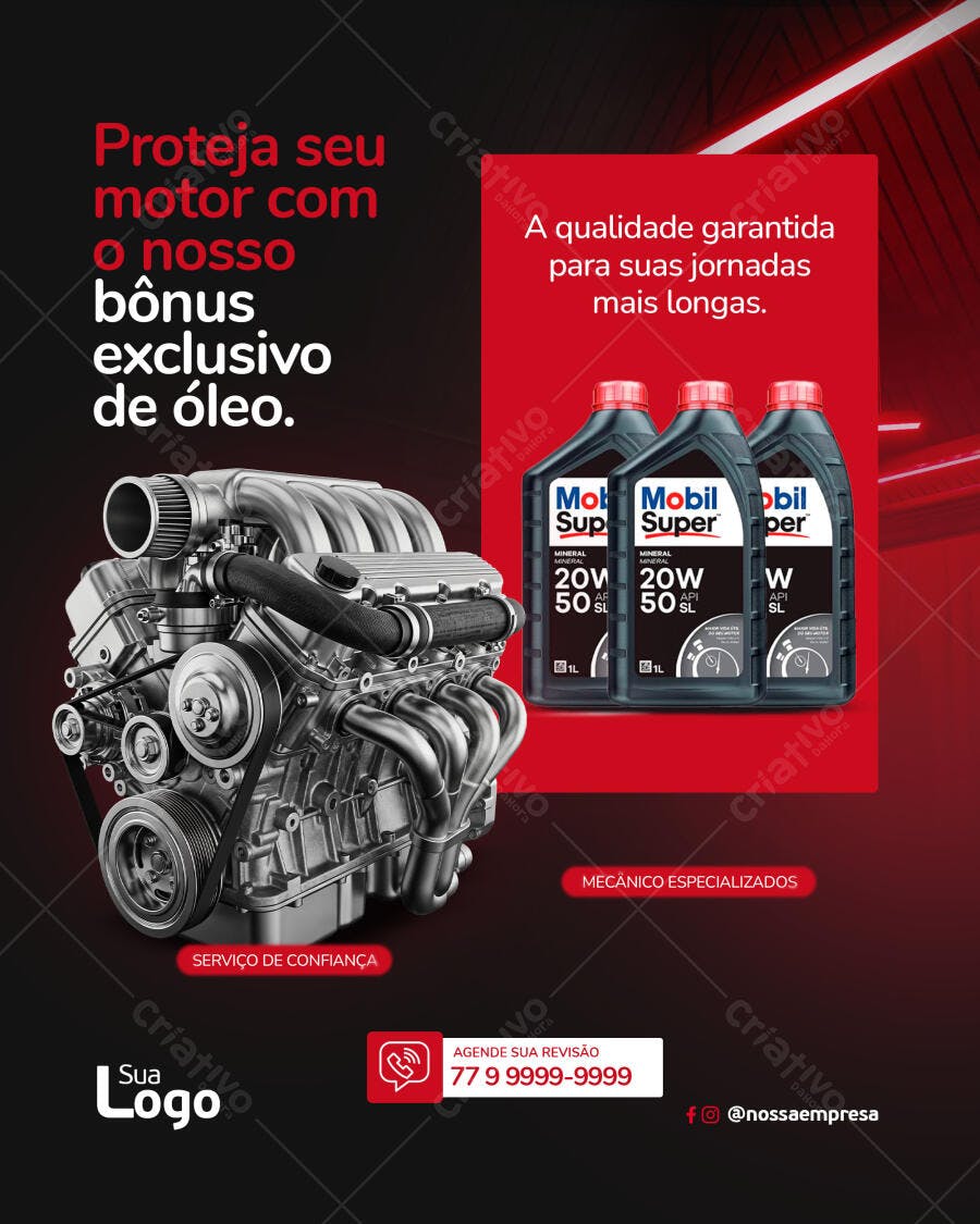 Flyer Promoção Óleo Motor Serviço de Mecânica PSD Editável