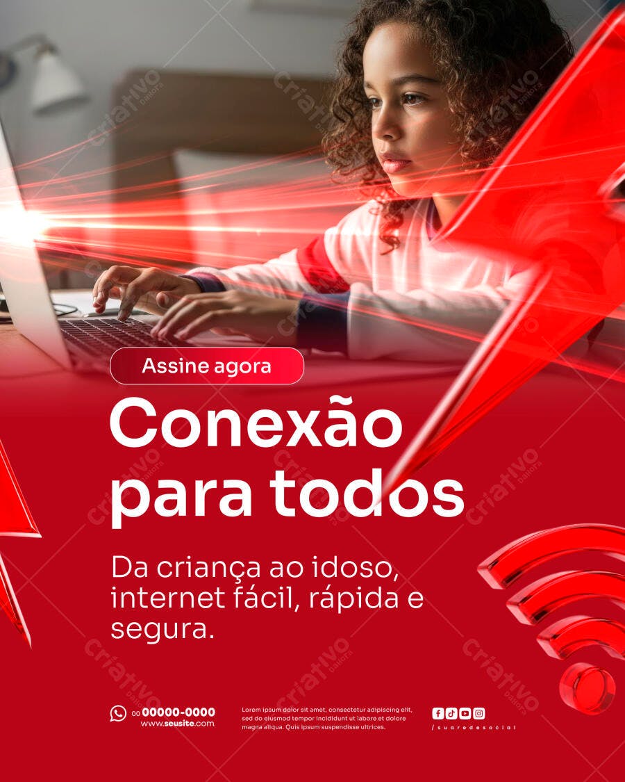 Flyer Conexão para Todos Internet Rápida e Segura PSD Editável