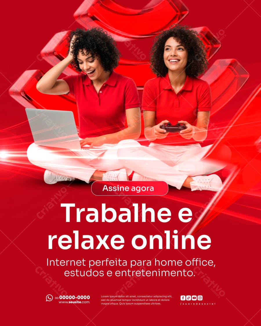 Post para Redes Sociais para Home Office e Entretenimento PSD Editável