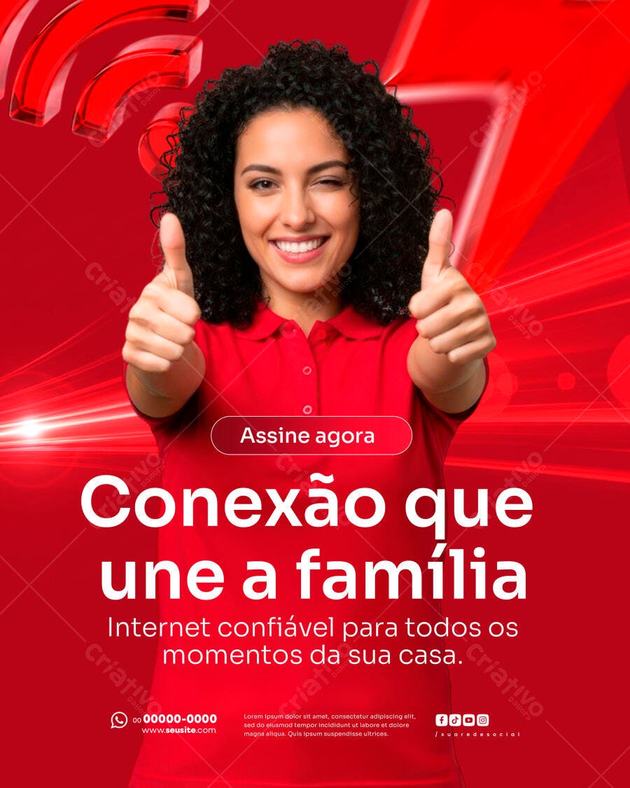 Flyer Social Media Conexão que une a Família Internet PSD Editável