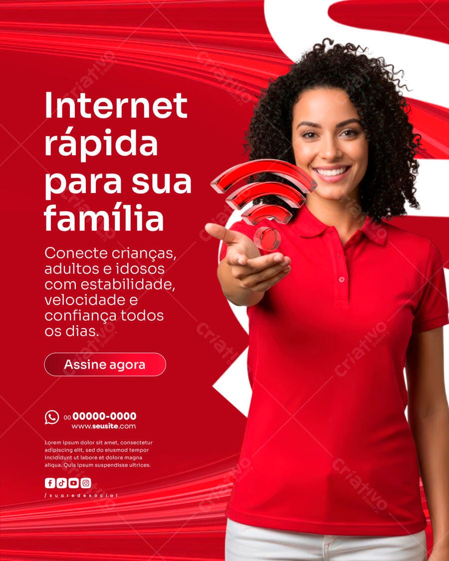 Flyer para Internet Rápida Família PSD Editável
