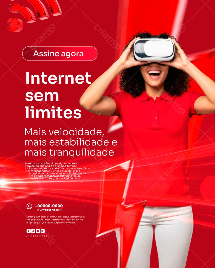 Flyer Promocional Internet Banda Larga com VR PSD Editável