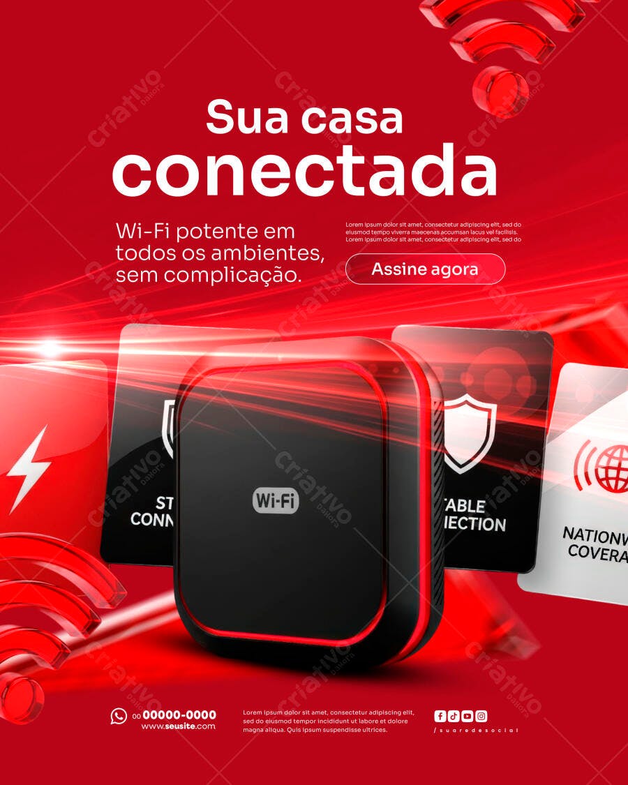 Flyer para Casa Conectada Wi-Fi Potente PSD Editável