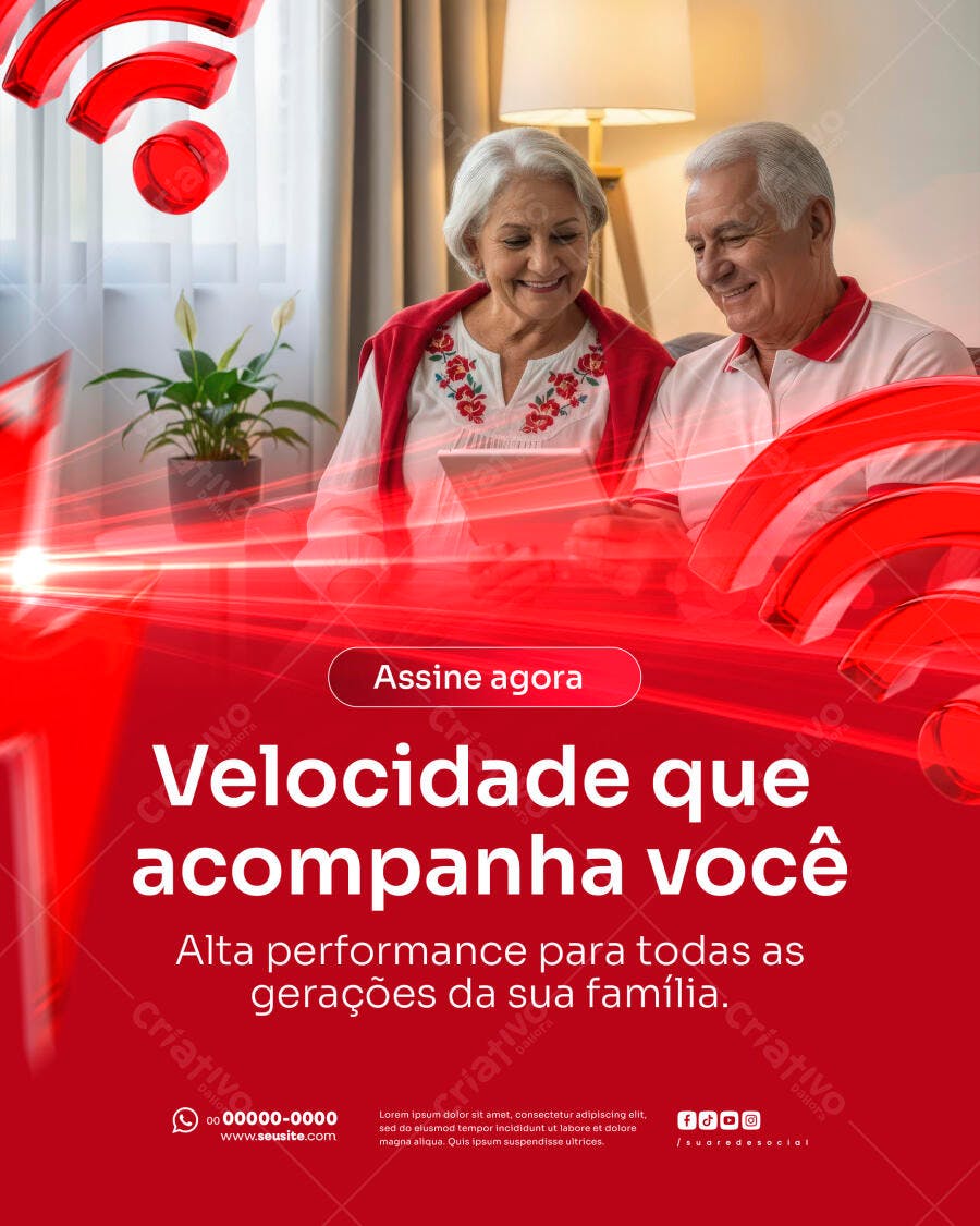 Flyer para Provedor de Internet Família Sênior com Tablet PSD Editável