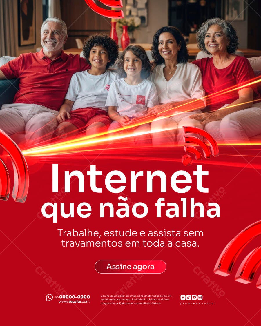 Flyer Internet de Alta Velocidade para Família PSD Editável