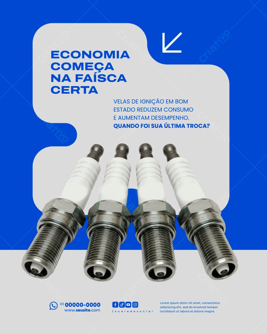 Flyer Automotivo Velas Ignição Economia PSD Editável