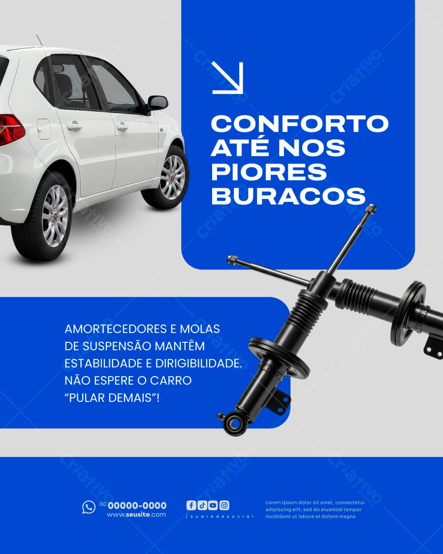 Flyer Conforto Automotivo Amortecedores e Suspensão PSD Editável