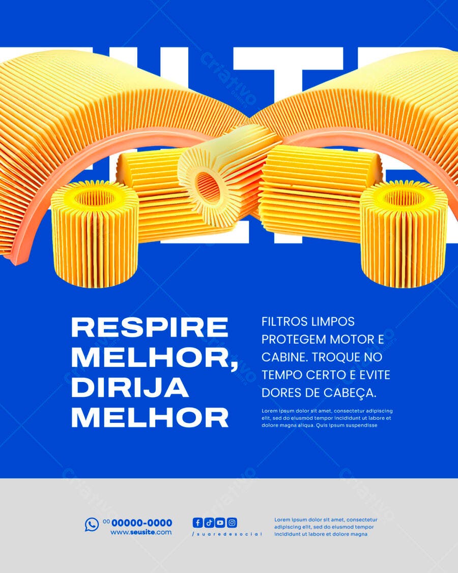 Flyer para Troca de Filtro Automotivo PSD Editável
